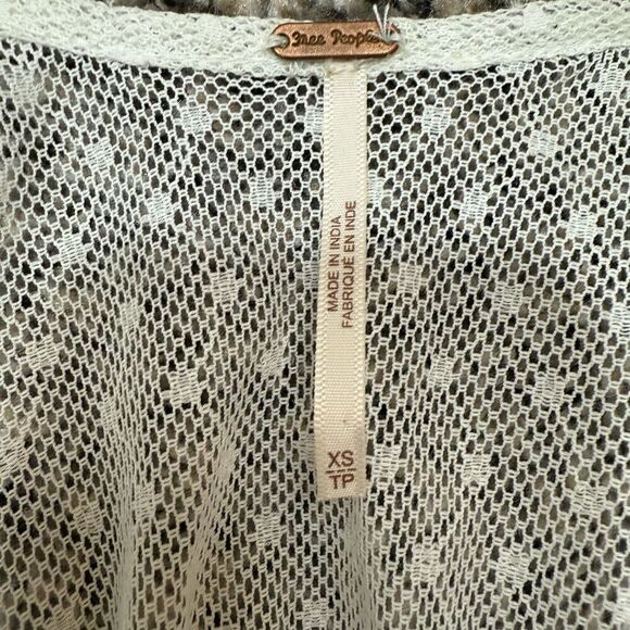 Free People White Peasant Blouse Top Sweetheart Mesh XS Flowy - Picture 4 of 6